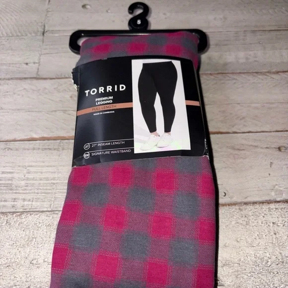 TORRID FULL LENGTH SIGNATURE WAIST PREMIUM LEGGINGS SIZE 5X Scarlett Plaid - Picture 2 of 15